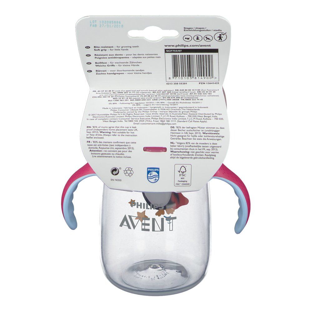 Avent Gobelet Anti-Fuite Pinguin Rose +18m