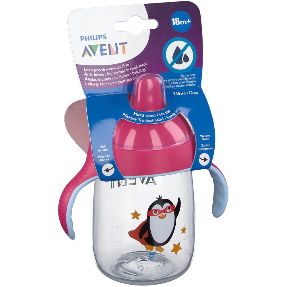 Avent Gobelet Anti-Fuite Pinguin Rose +18m