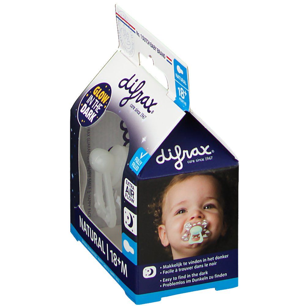 Difrax Sucette Sleepy Isha Natural Glow in the Dark 18 Mois+