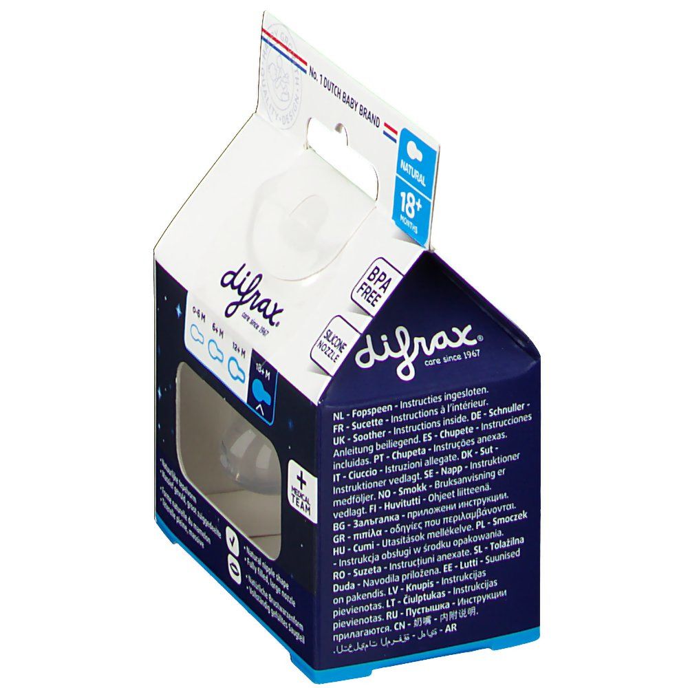Difrax Sucette Sleepy Isha Natural Glow in the Dark 18 Mois+