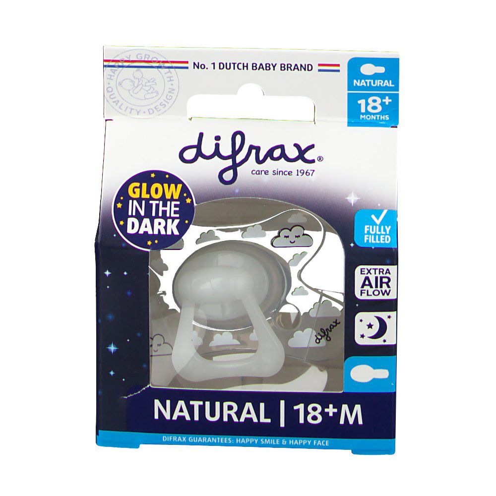 Difrax Sucette Sleepy Isha Natural Glow in the Dark 18 Mois+