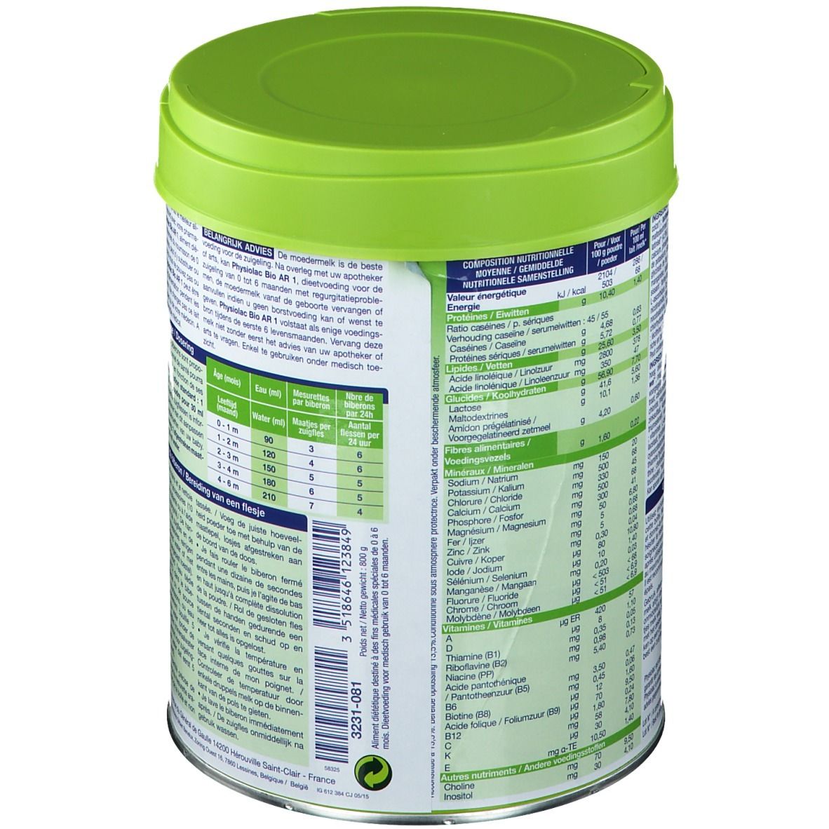 Physiolac AR Bio 1  Lait En Poudre