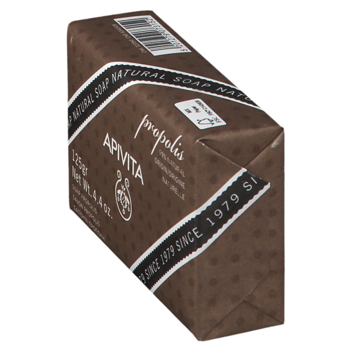 API VITA zeep met propolis, 125g. Bruine verpakking met productinformatie.