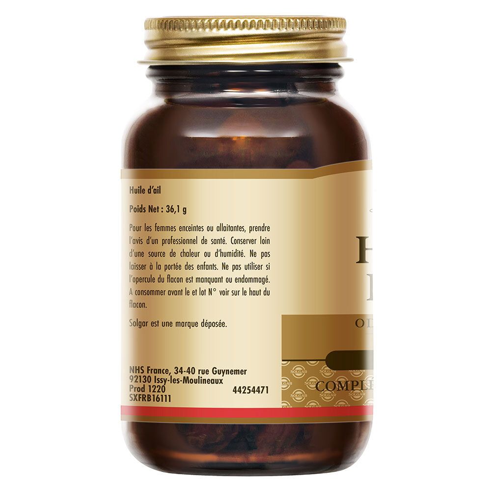 Achterkant van de fles. Informatie over ingrediënten, waarschuwingen en adres fabrikant.