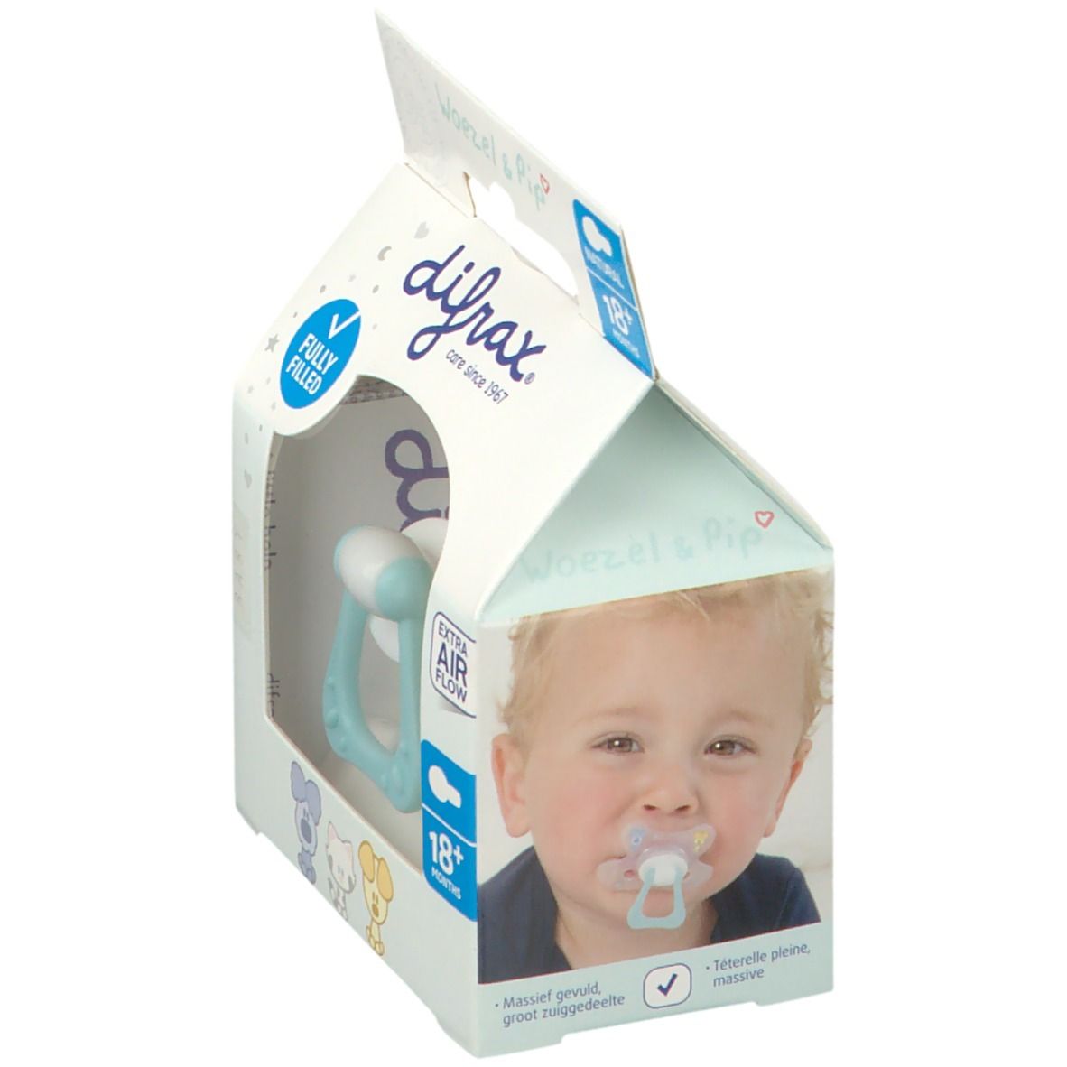 Difrax Fopspeen Natural Woezel & Pip 18 Maanden+