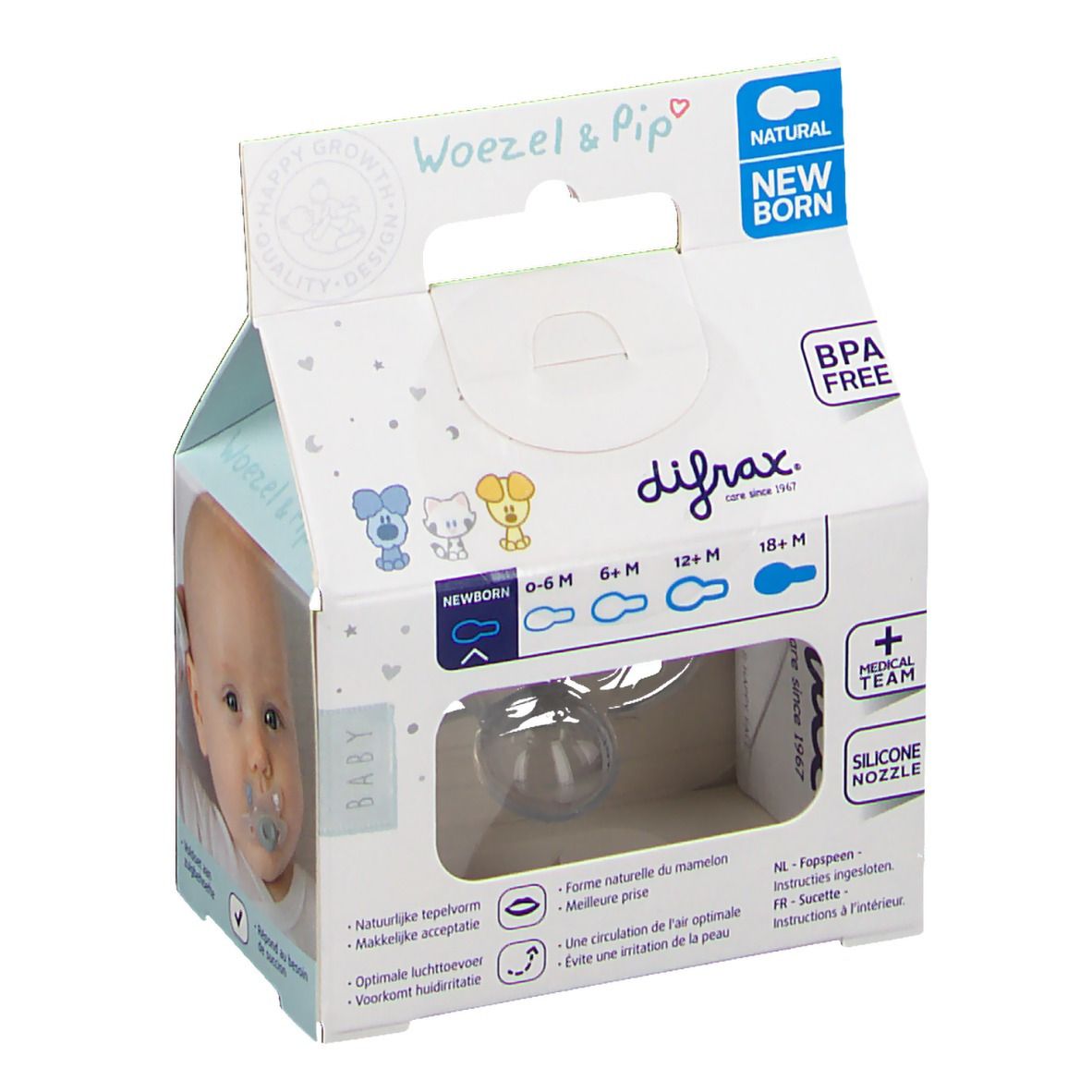 Difrax Sucette Natural Woezel & Pip Newborn