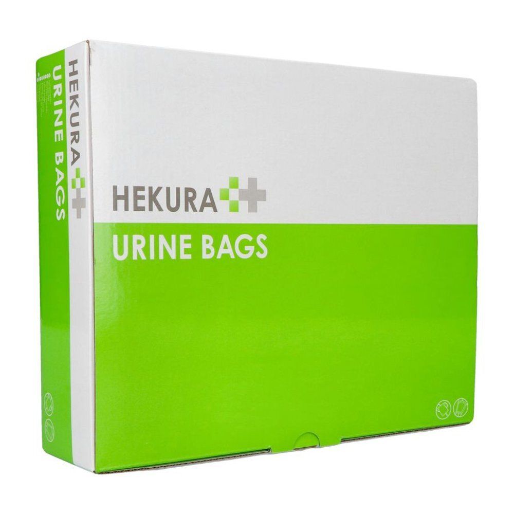 Boîte pour sacs à urine Hekura, accents verts et blancs.