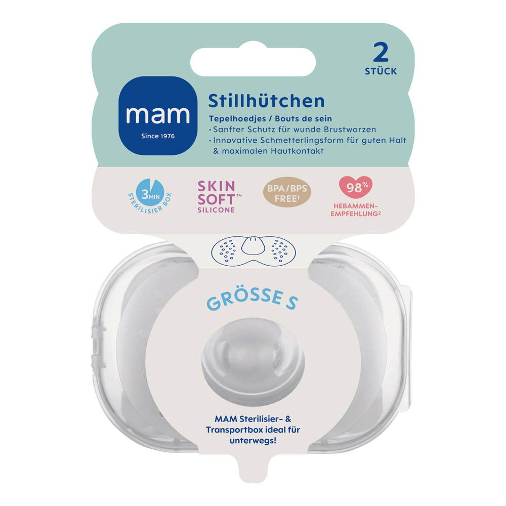 MAM Zoogdoppen Maat 1, 2 stuks in een steriele en transportdoos.