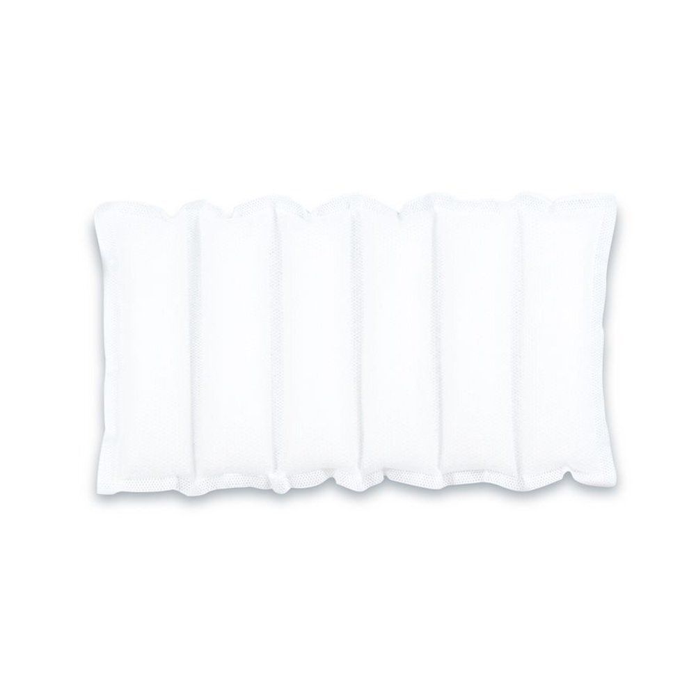 Wit rechthoekig koud kompres met verticale compartimenten. De bovenrand is gegolfd.