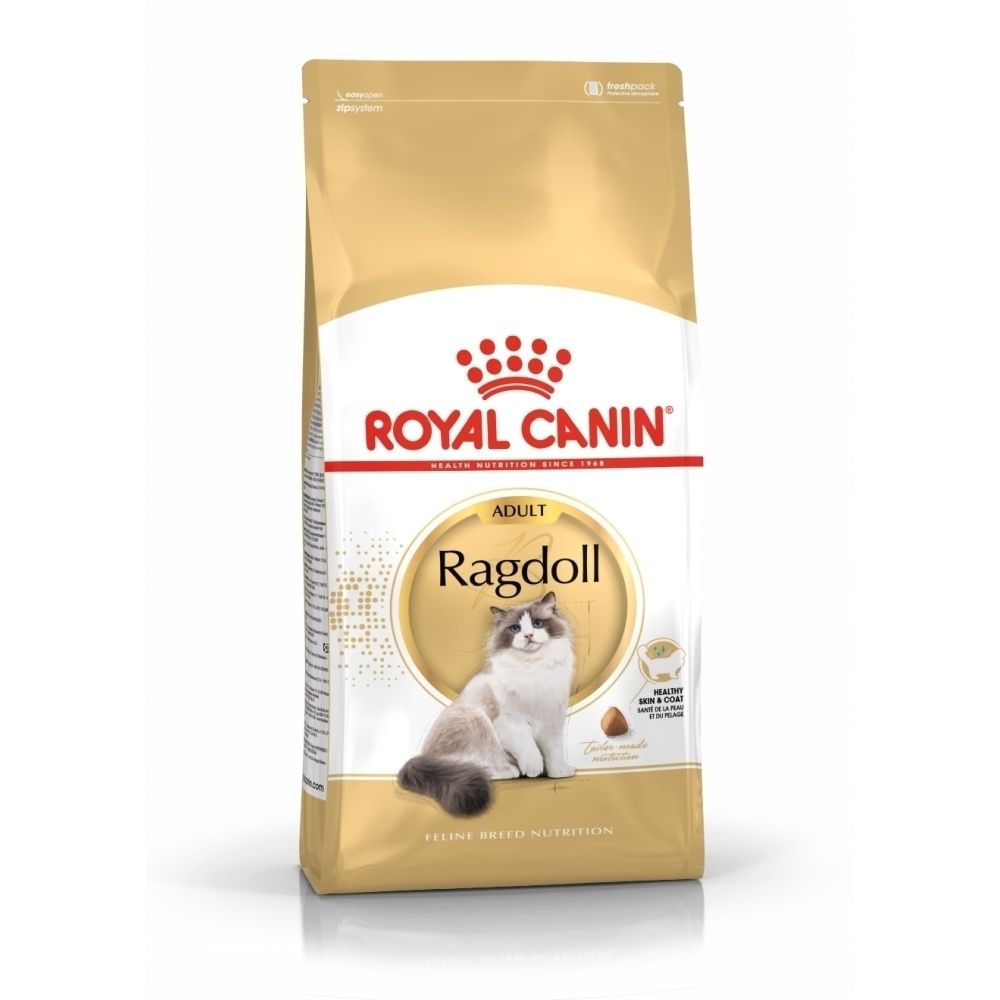 Royal Canin Ragdoll Adult kattenvoer zak met afbeelding van een Ragdoll kat.