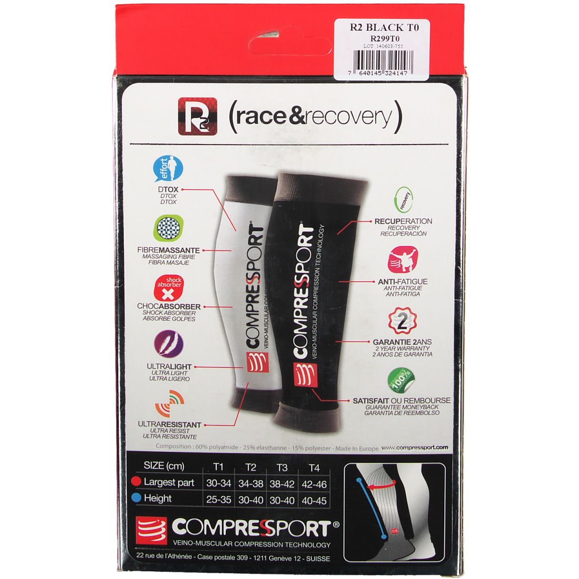 Compressport Kuit R2 Zwart Maat 0
