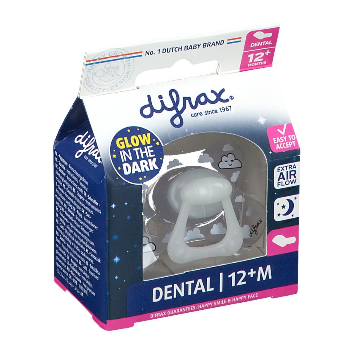 Difrax Fopspeen Sleepy Timo Dental Glow in the Dark 12 Maanden+