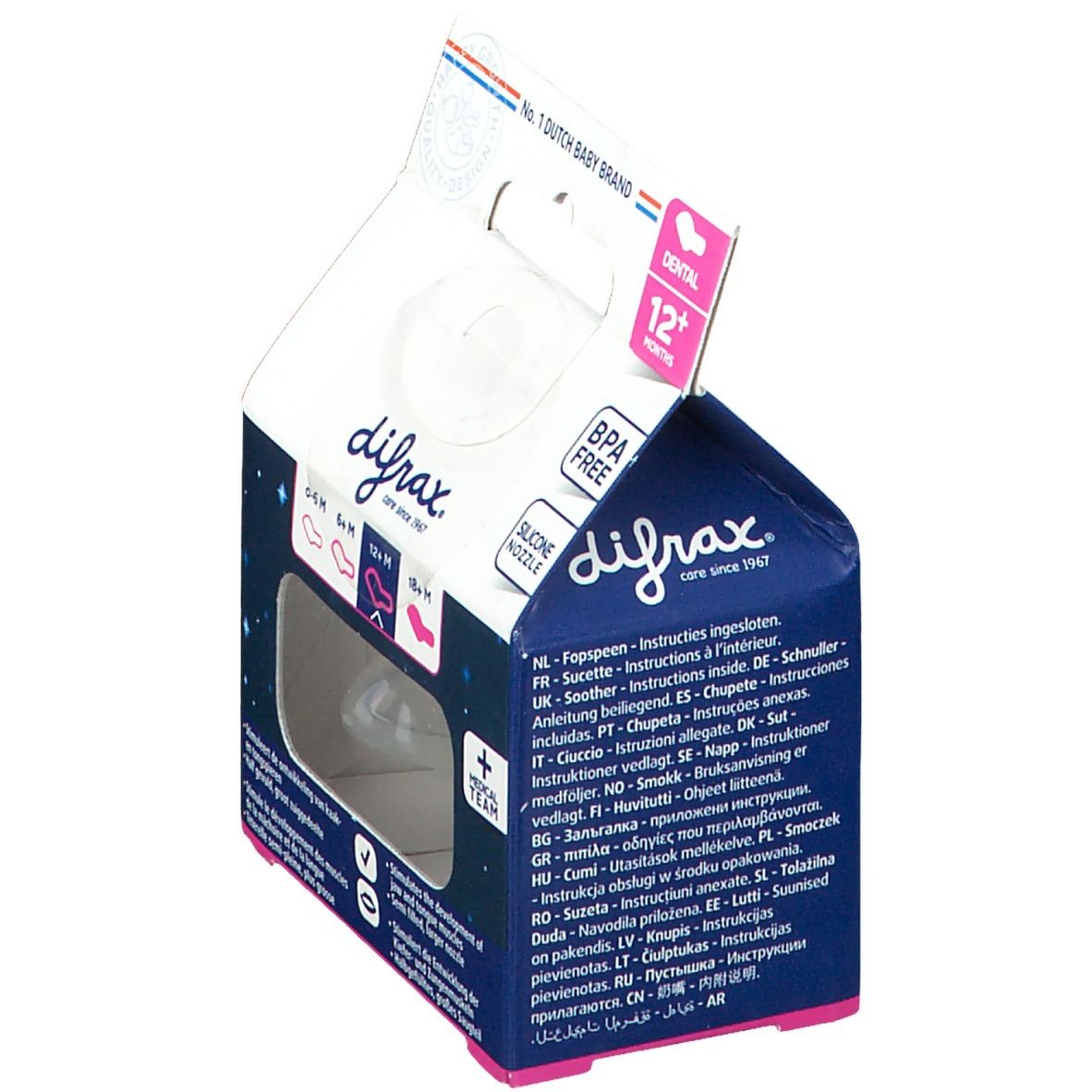 Difrax Fopspeen Sleepy Timo Dental Glow in the Dark 12 Maanden+