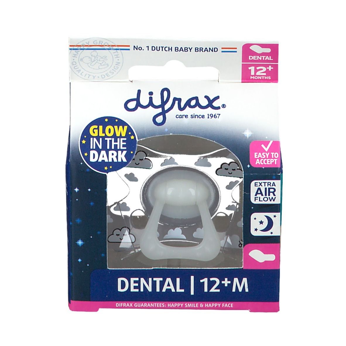 Difrax Fopspeen Sleepy Timo Dental Glow in the Dark 12 Maanden+