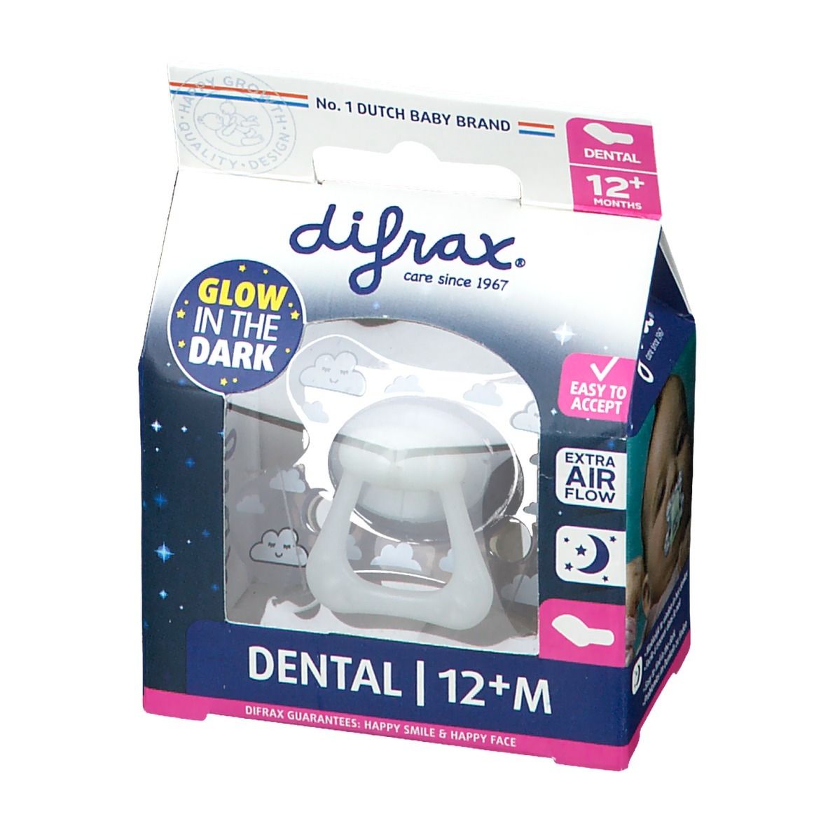 Difrax Fopspeen Sleepy Timo Dental Glow in the Dark 12 Maanden+