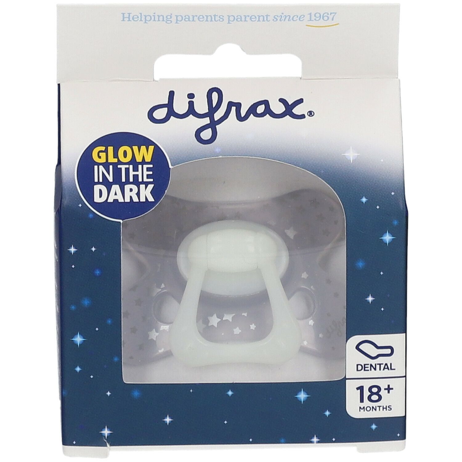 Difrax Sucette Dental Glow in the Dark 18 Moins+