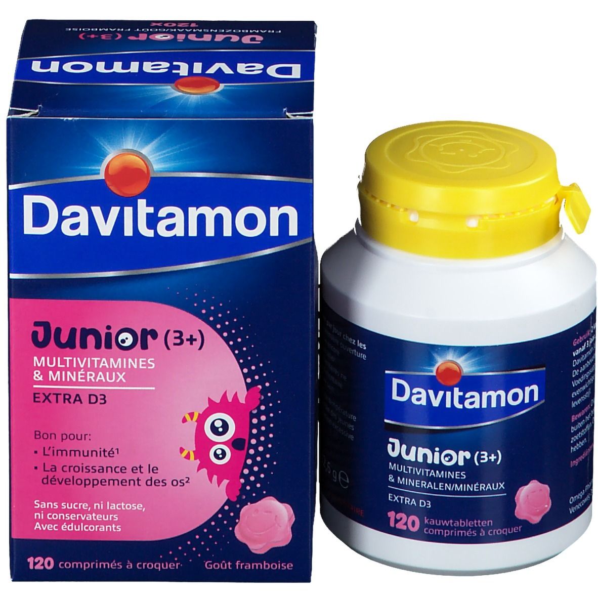 Davitamon Junior Framboos - Multivitamines vanaf 3 Jaar