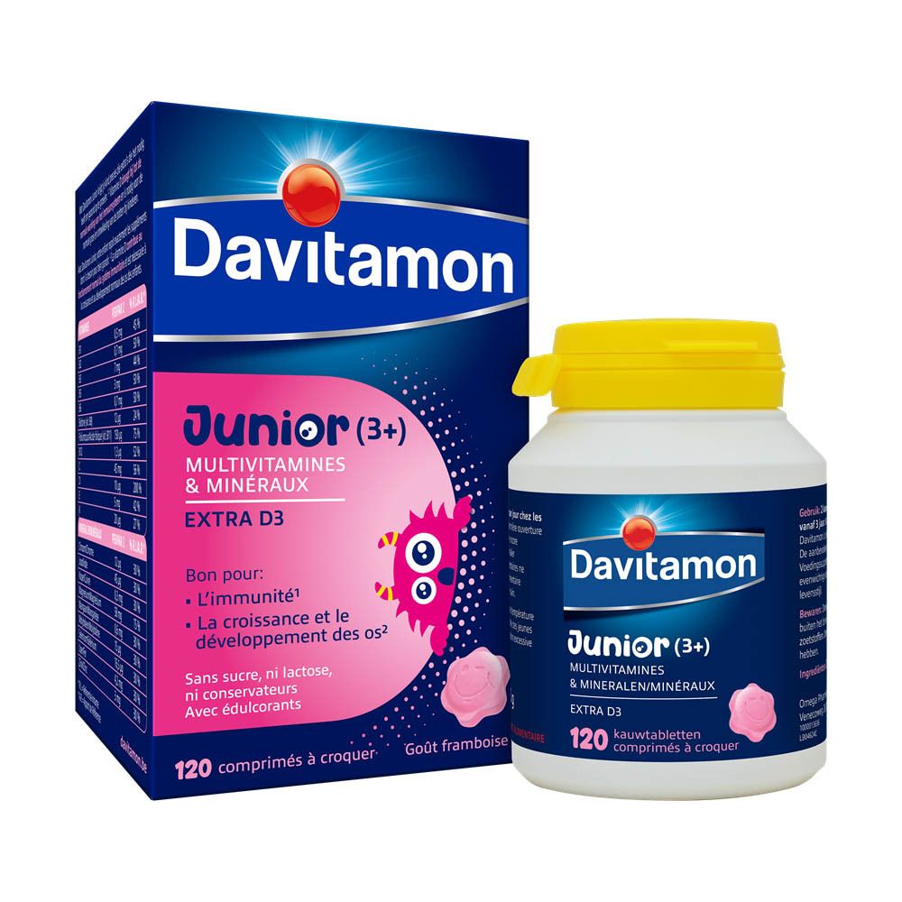 Davitamon Junior Framboise - Multivitamines à Partir de 3 Ans