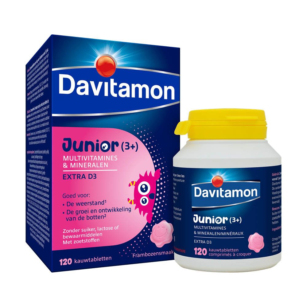 Davitamon Junior Framboos - Multivitamines vanaf 3 Jaar