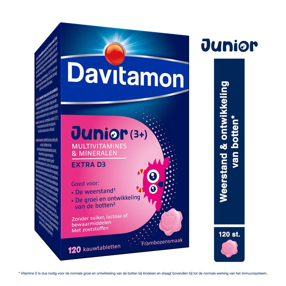 Davitamon Junior Framboos - Multivitamines vanaf 3 Jaar