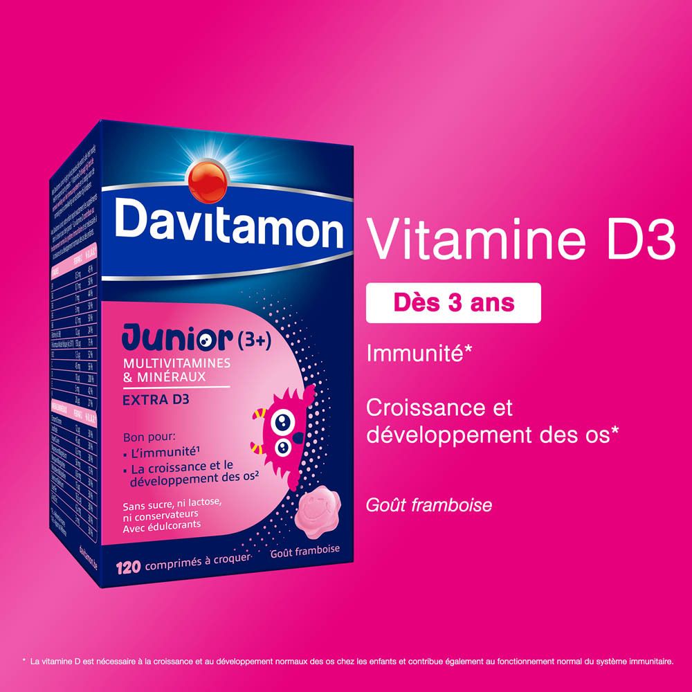 Davitamon Junior Framboise - Multivitamines à Partir de 3 Ans