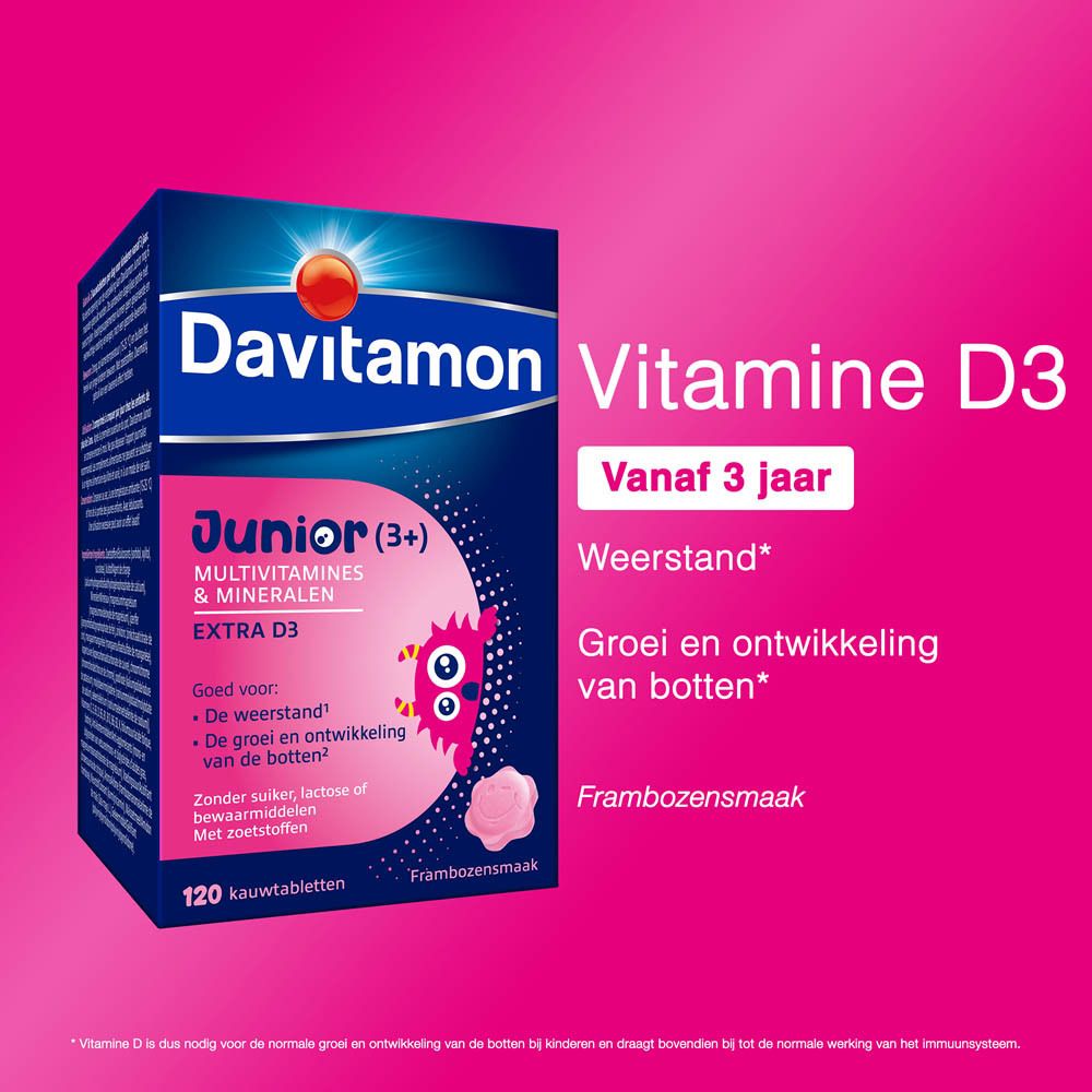 Davitamon Junior Framboos - Multivitamines vanaf 3 Jaar