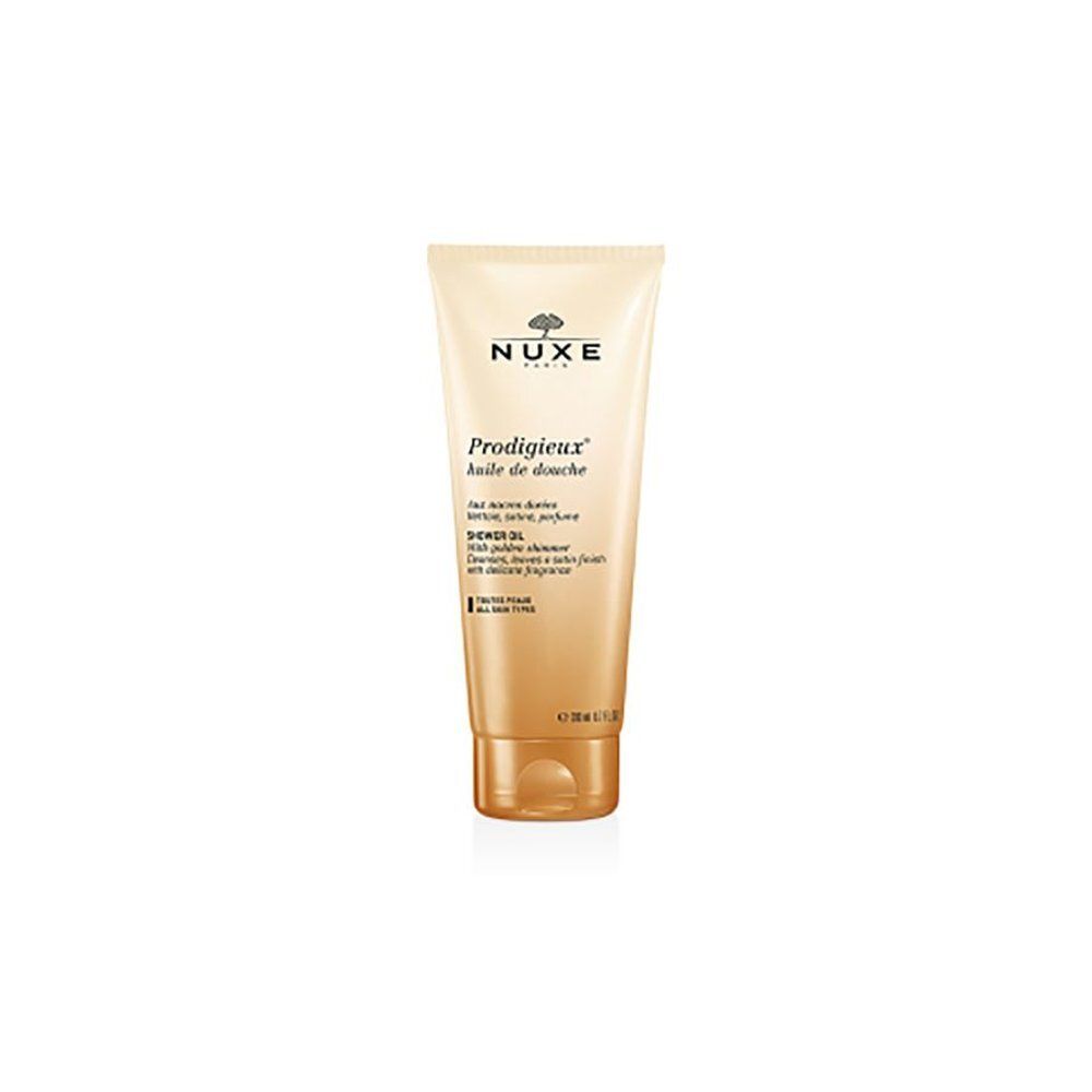 Nuxe Prodigieux Doucheolie tube met gouden glans. Voor alle huidtypen.