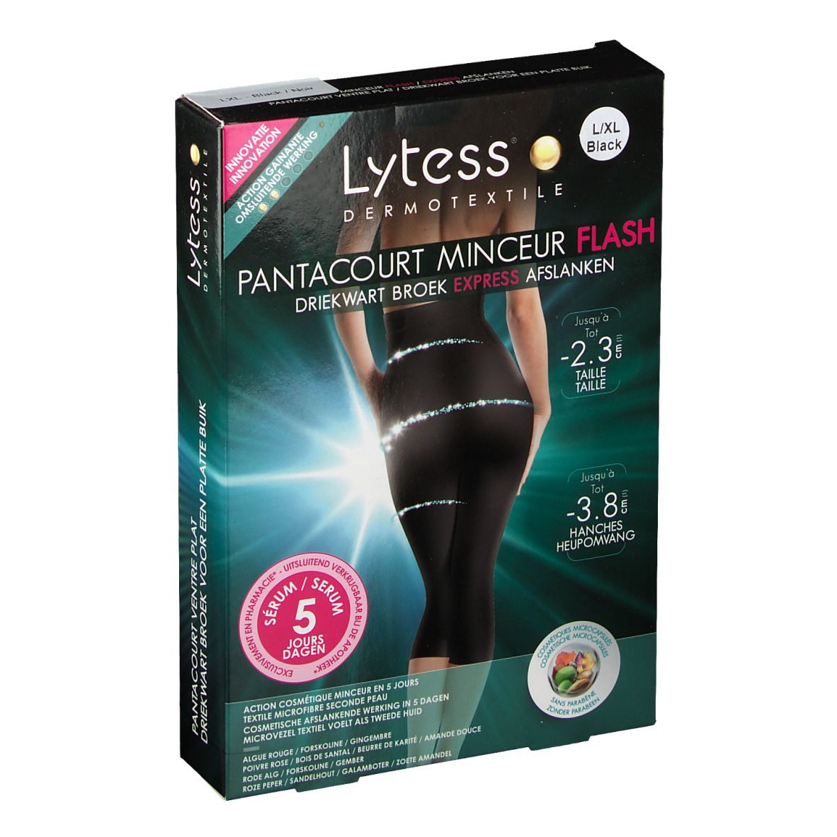 Lytess Flash Pantacourt Ventre Plat 5 Jours Minceur L/XL Noir