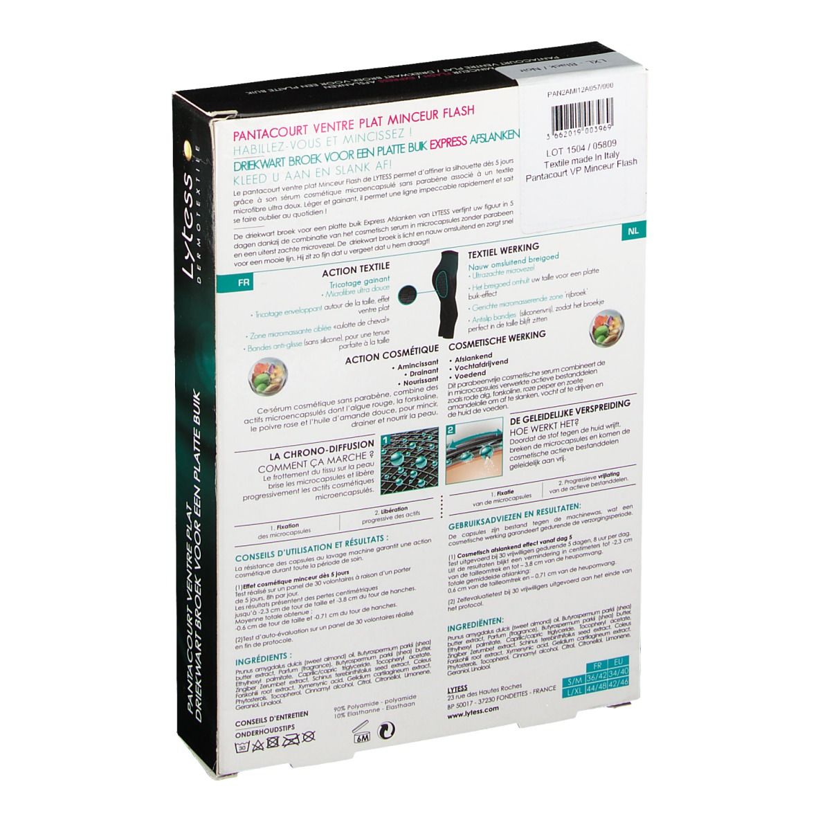 Lytess Flash Pantacourt Ventre Plat 5 Jours Minceur L/XL Noir