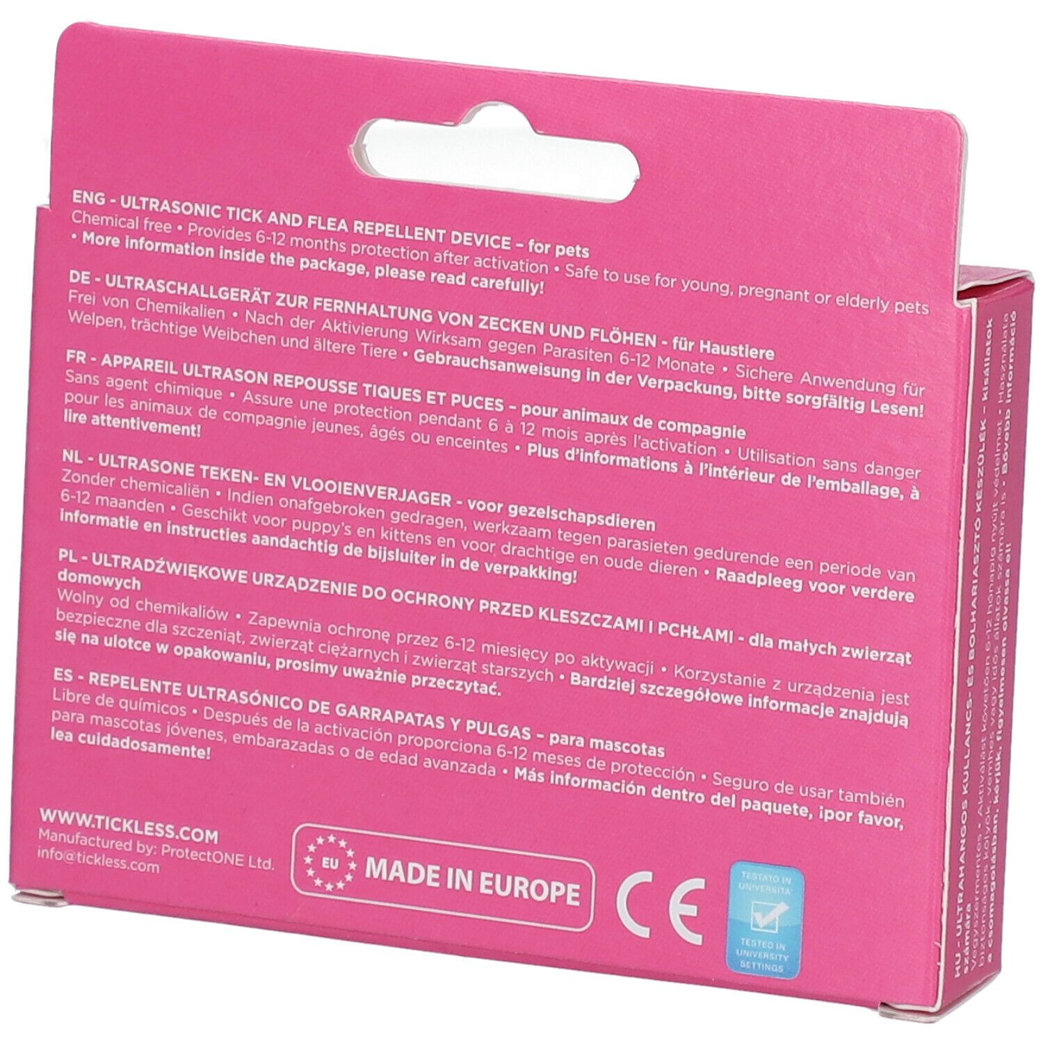 Tickless Ultrasone Verjager Teek/Vlo Roze