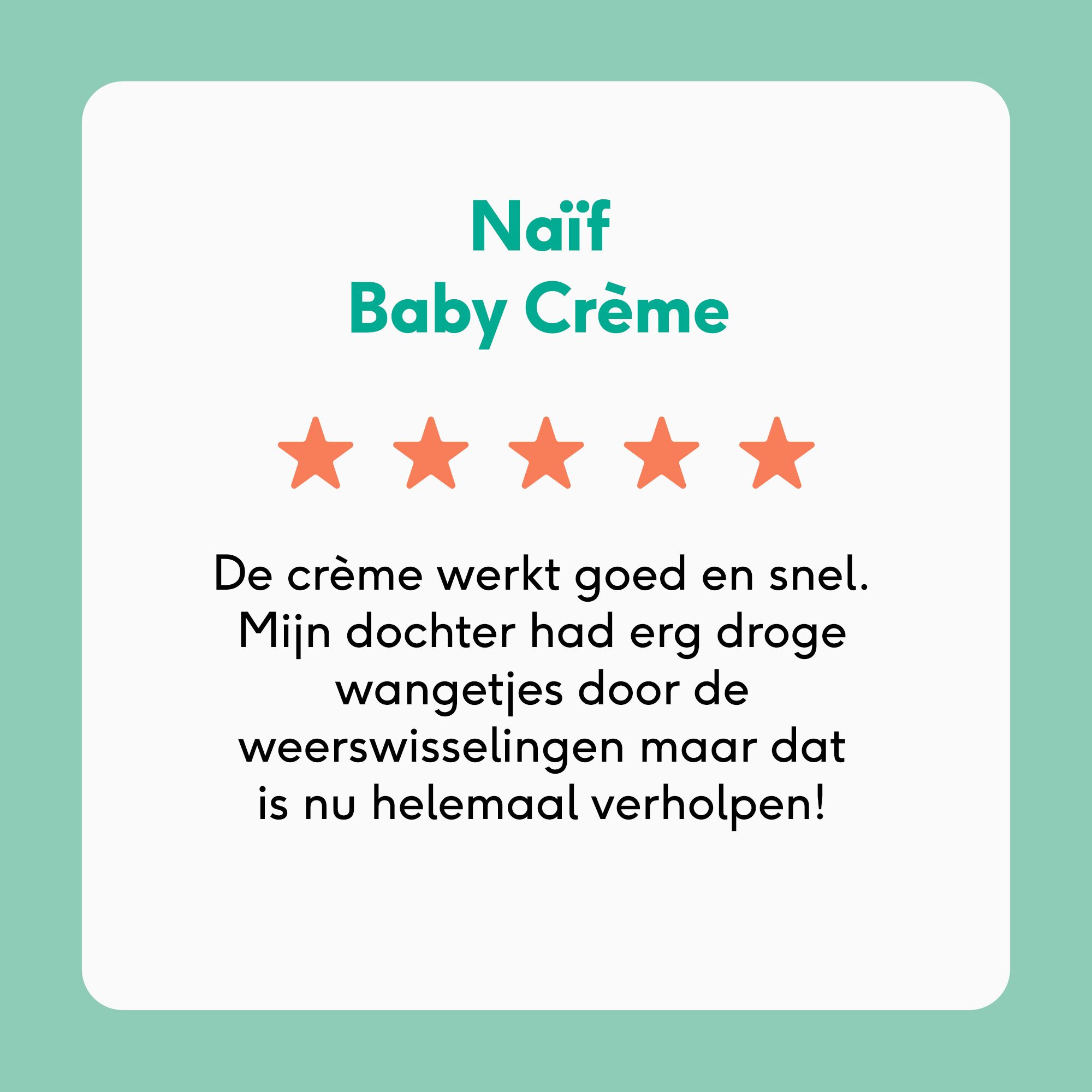 Zijkant van de verpakking NAÏF® Baby & Kids Crème. Tekst.