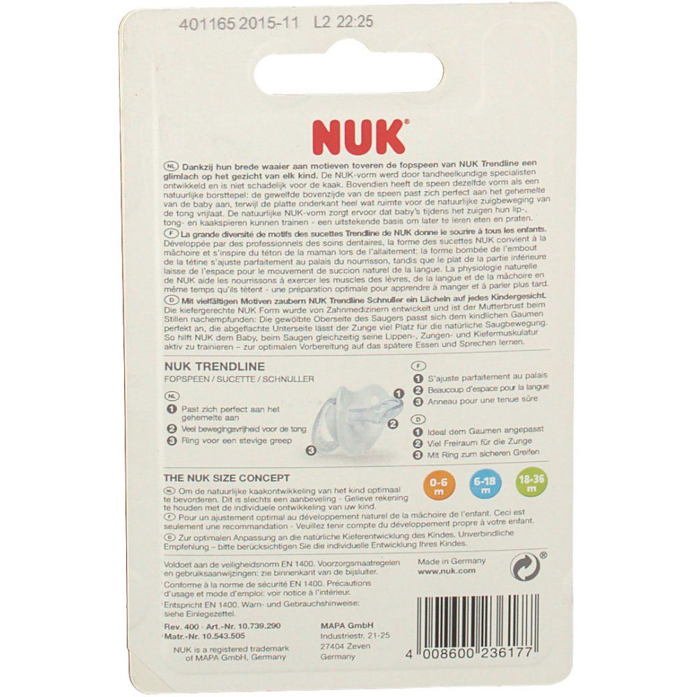 Nuk Fopspeen Trendline Wit 18-36M