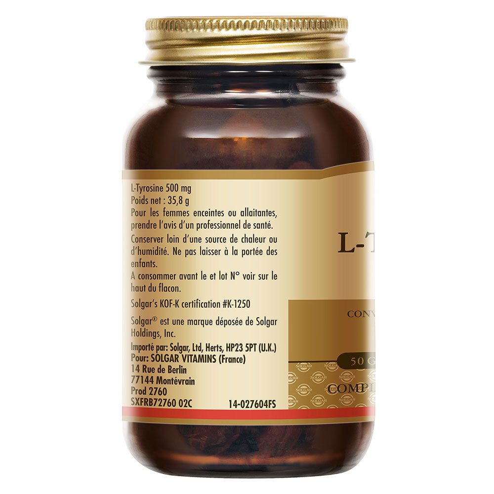 Dos du flacon. Informations sur les ingrédients, les avertissements et le fabricant. Verre brun.
