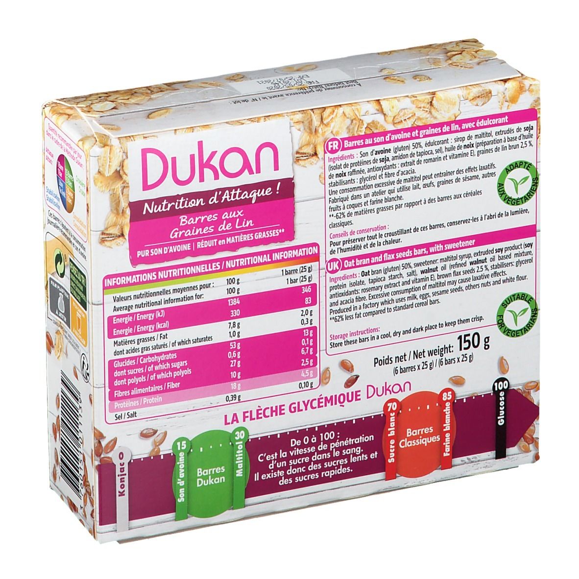 Dukan Barré de Son d'Avoine Nature Graines De Lin
