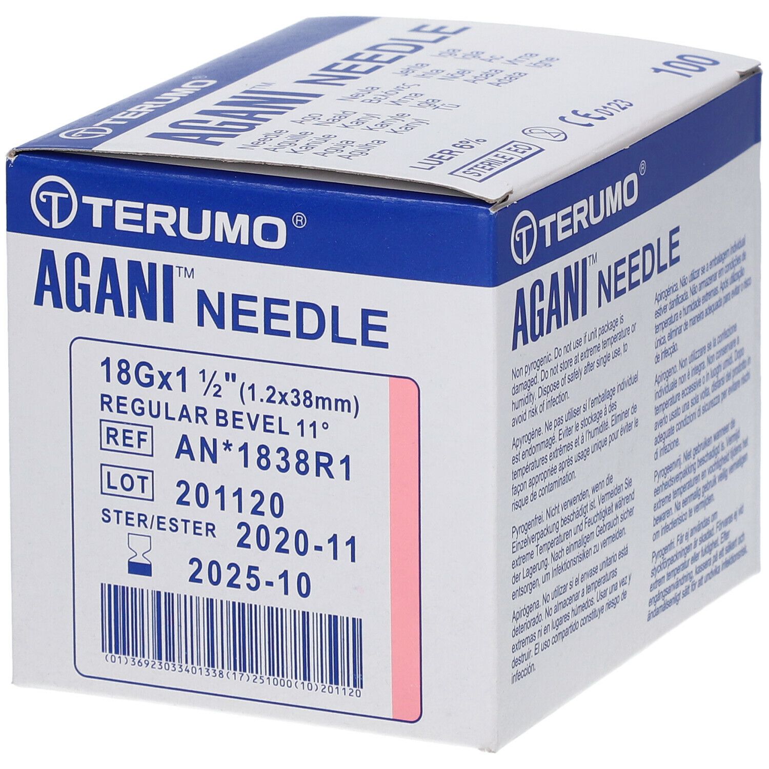 Terumo Agani Aiguille Jetable 18gx1 1/2 rb 1,2x40