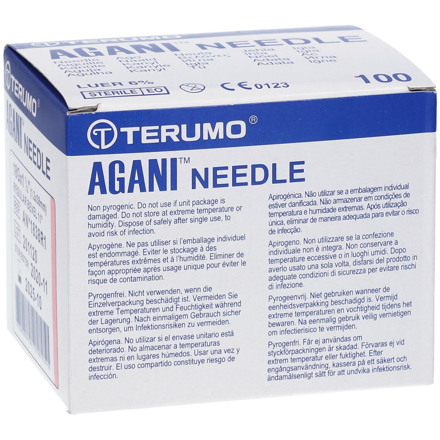Terumo Agani Aiguille Jetable 18gx1 1/2 rb 1,2x40