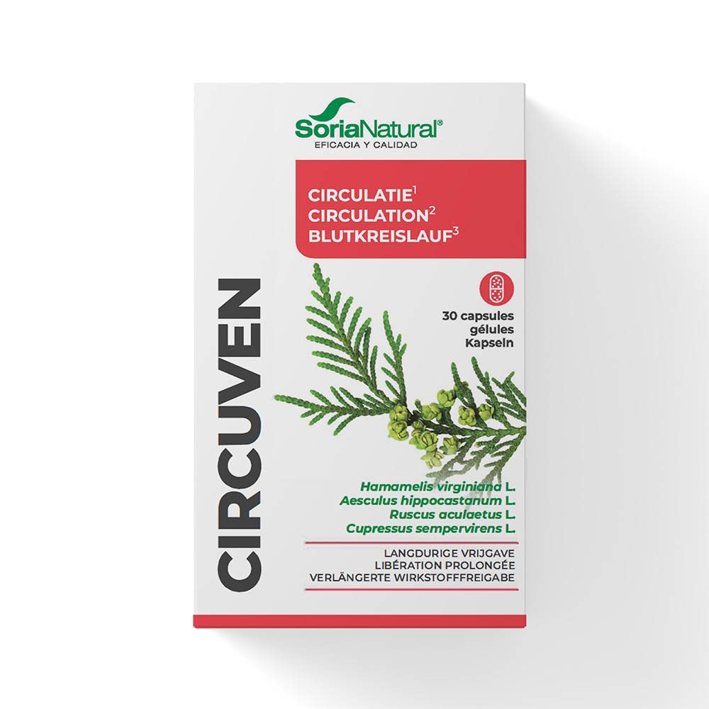Doosje Circuven capsules. Opschrift: Circulatie, Circulation, Blutkreislauf. 30 capsules.