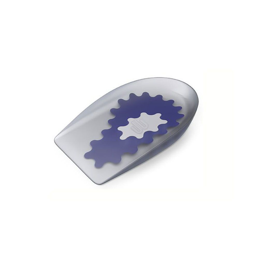ViscoSpot® hielkussen. Grijs-blauw. Gevormd. Blauwe binnenstructuur. Voor schoenen. Medisch hulpmiddel.