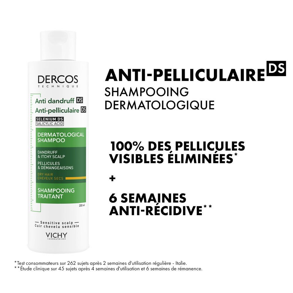 Vichy Dercos Anti-Pelliculaire DS Shampooing Traitant Cheveux Secs