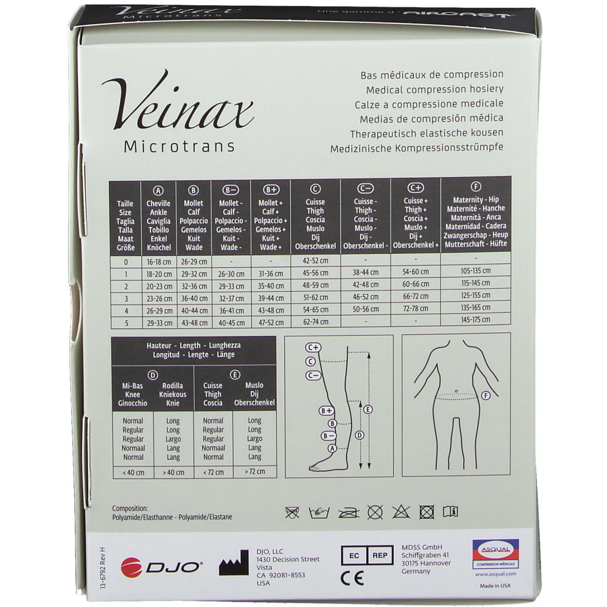 Veinax Bas Genou Microfibre Noir Classe 2 Taille 2
