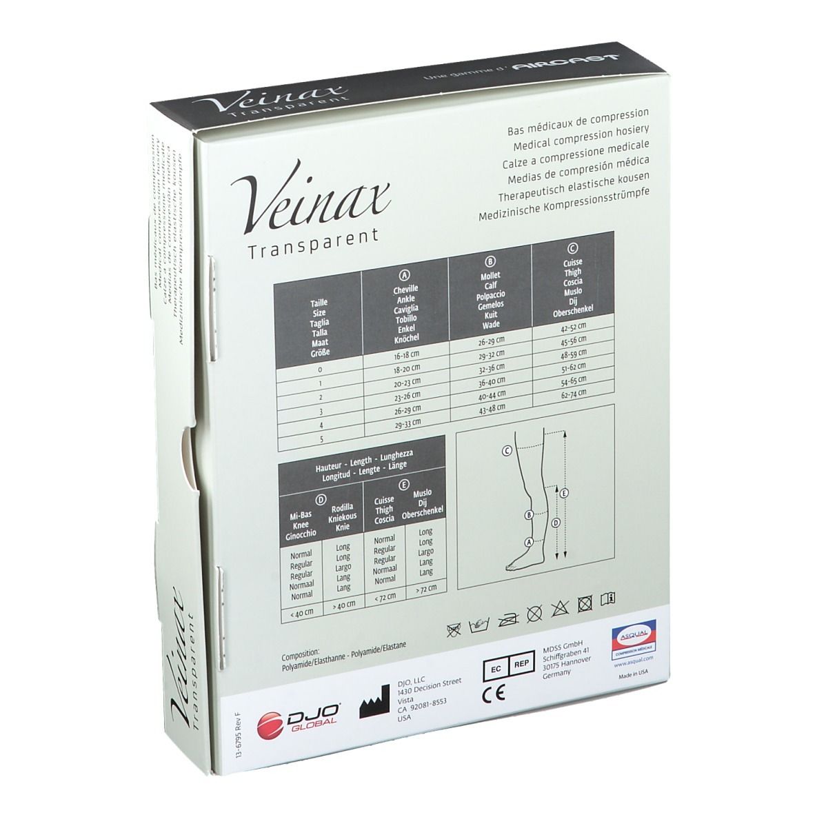 Veinax Bas Genou Transparent Beige Classe 2 Taille 3