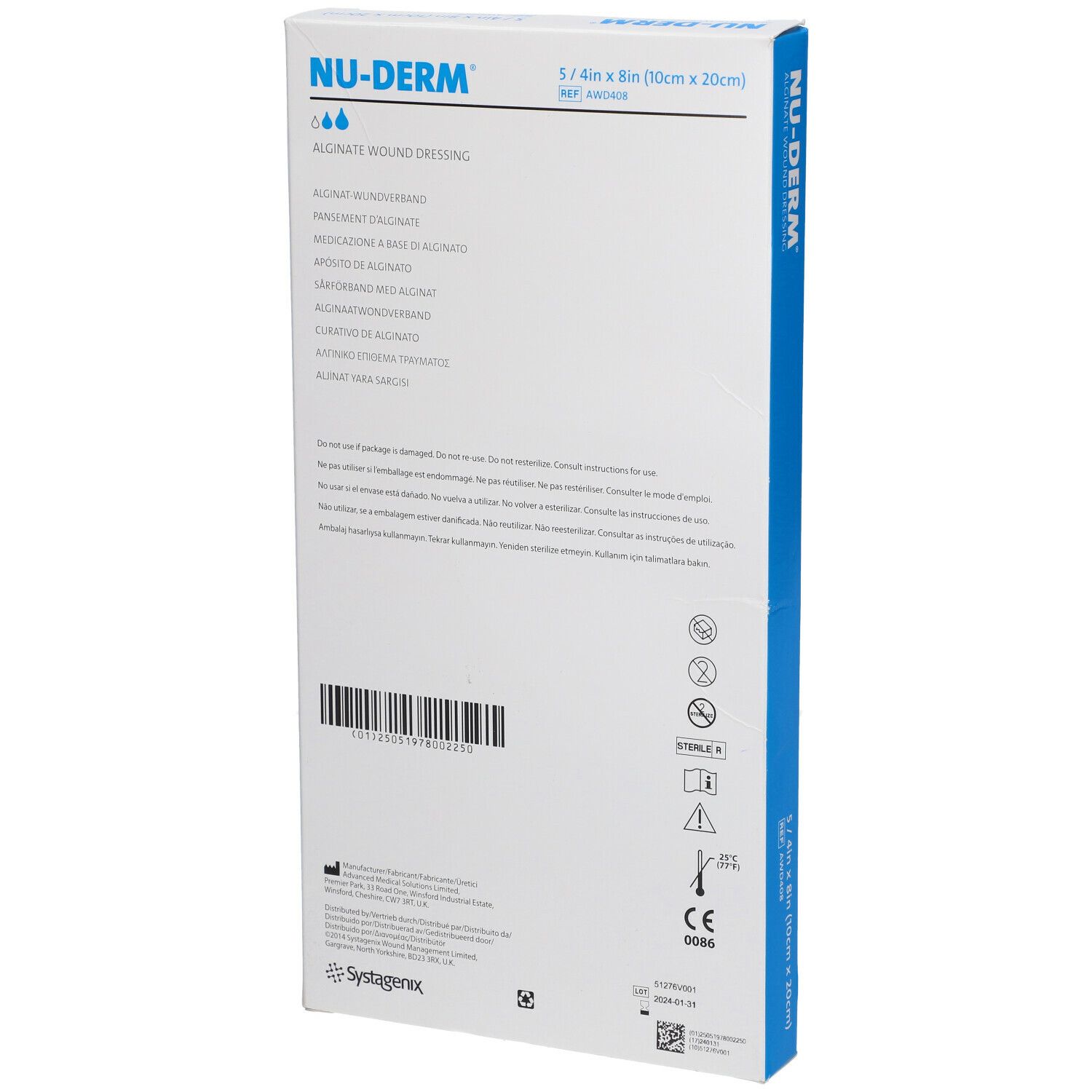 Nu-Derm Alginate Pansement 10x20cm