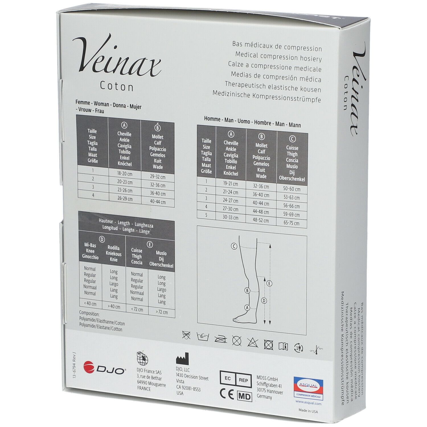 Veinax Bas Coton Homme Noir Classe 2 Taille 2