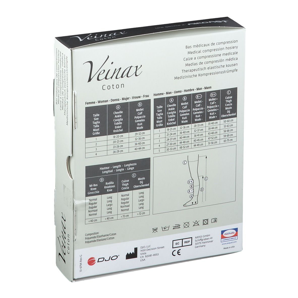 Veinax Bas Coton Homme Gris Classe 2 Taille 2