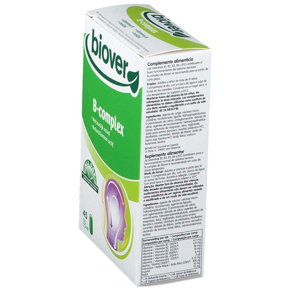 Biover B-complex – Zenuwstelsel – Voedingssupplement bij Stress - met Vitamine B Complex