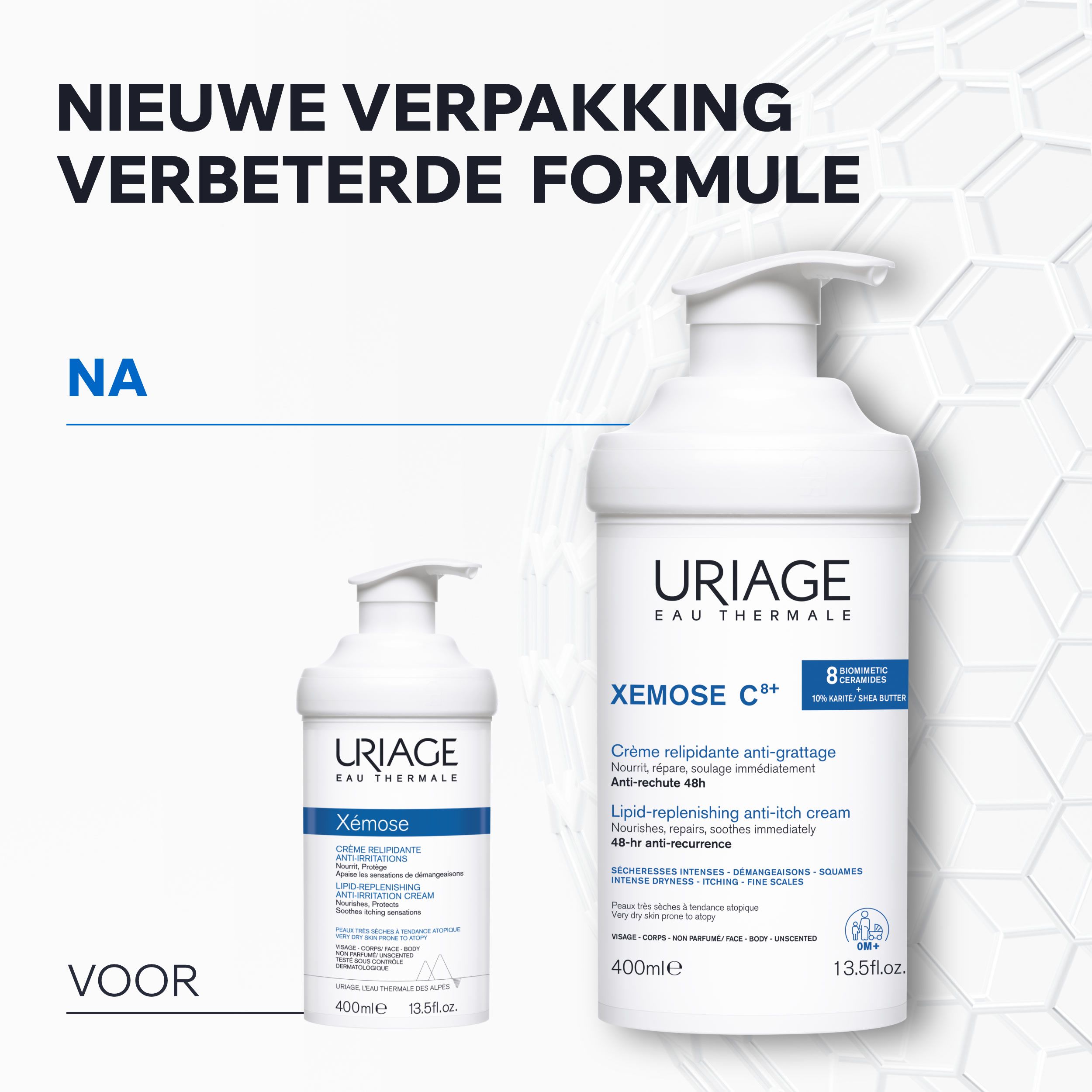 Witte tube met crème. Uriage Xémose Crème. Crème relipidante anti-irritations.