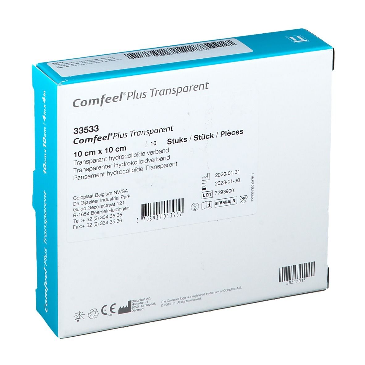 Comfeel Plus Pansement Transparent 10x10 cm 33533