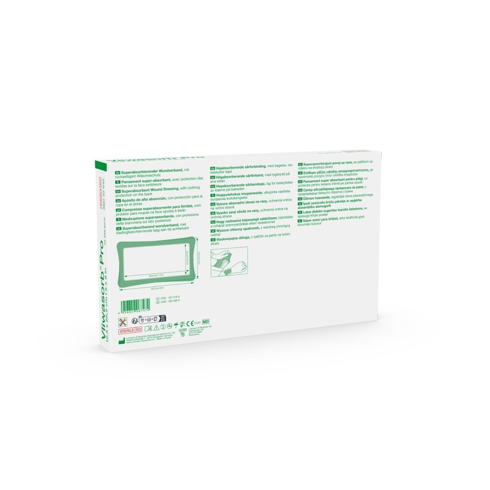 Emballage d'un pansement avec informations multilingues.