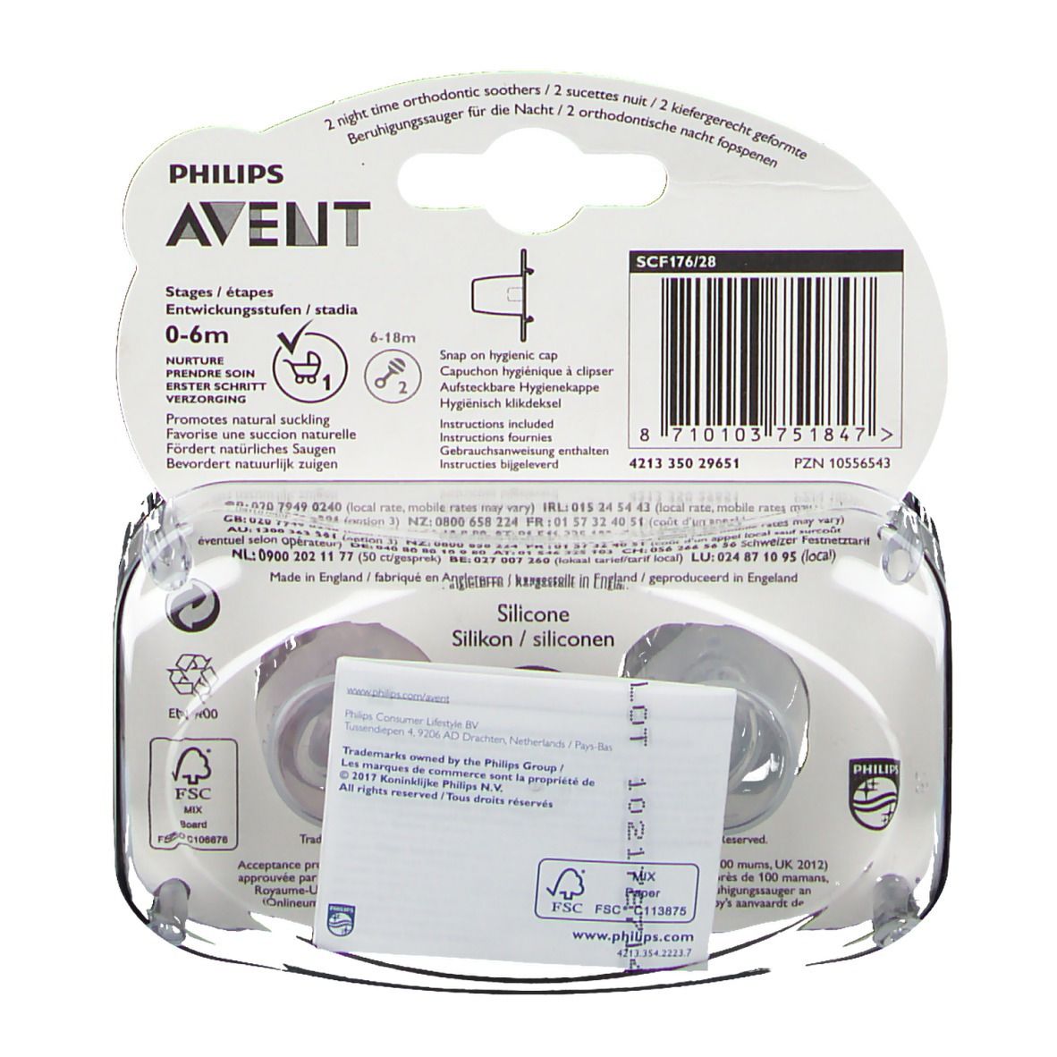 Avent Fopspeen Silicoon Nacht Roze 0-6M