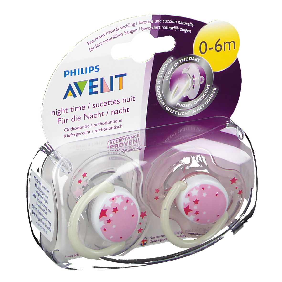 Avent Fopspeen Silicoon Nacht Roze 0-6M